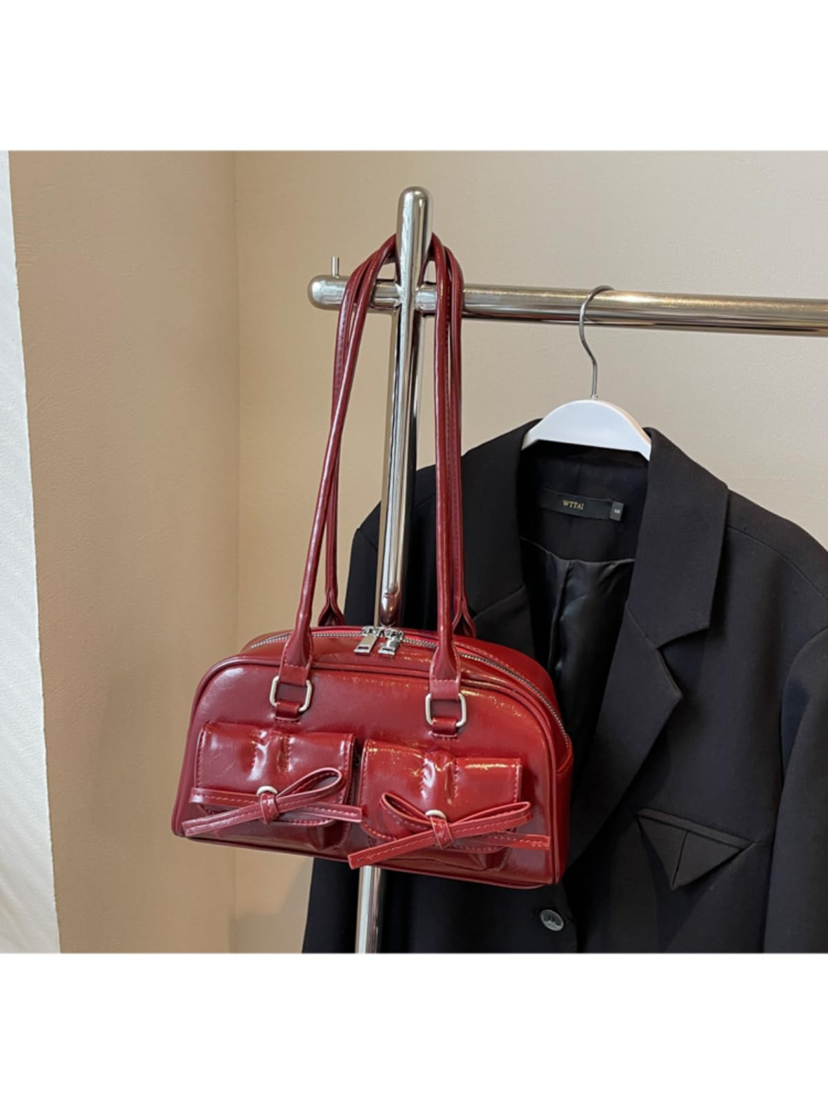 Bolso de mano retro de mariposa para mujer, de piel sintética, con asa para axilas, bolso de hombro Y2K