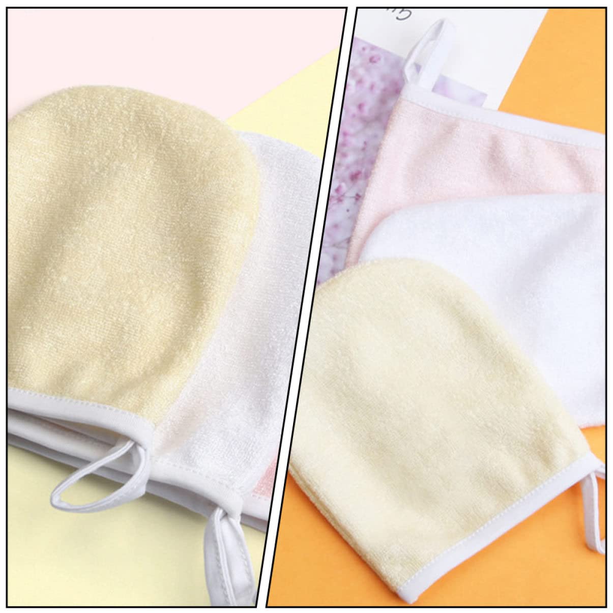 FRCOLOR 24pezzi Panni Struccanti Microfibra Per Pulizia Viso Guanti Riutilizzabili Per Rimozione Makeup Assorbenza Colori Random Per Viaggi e Uso Quotidiano