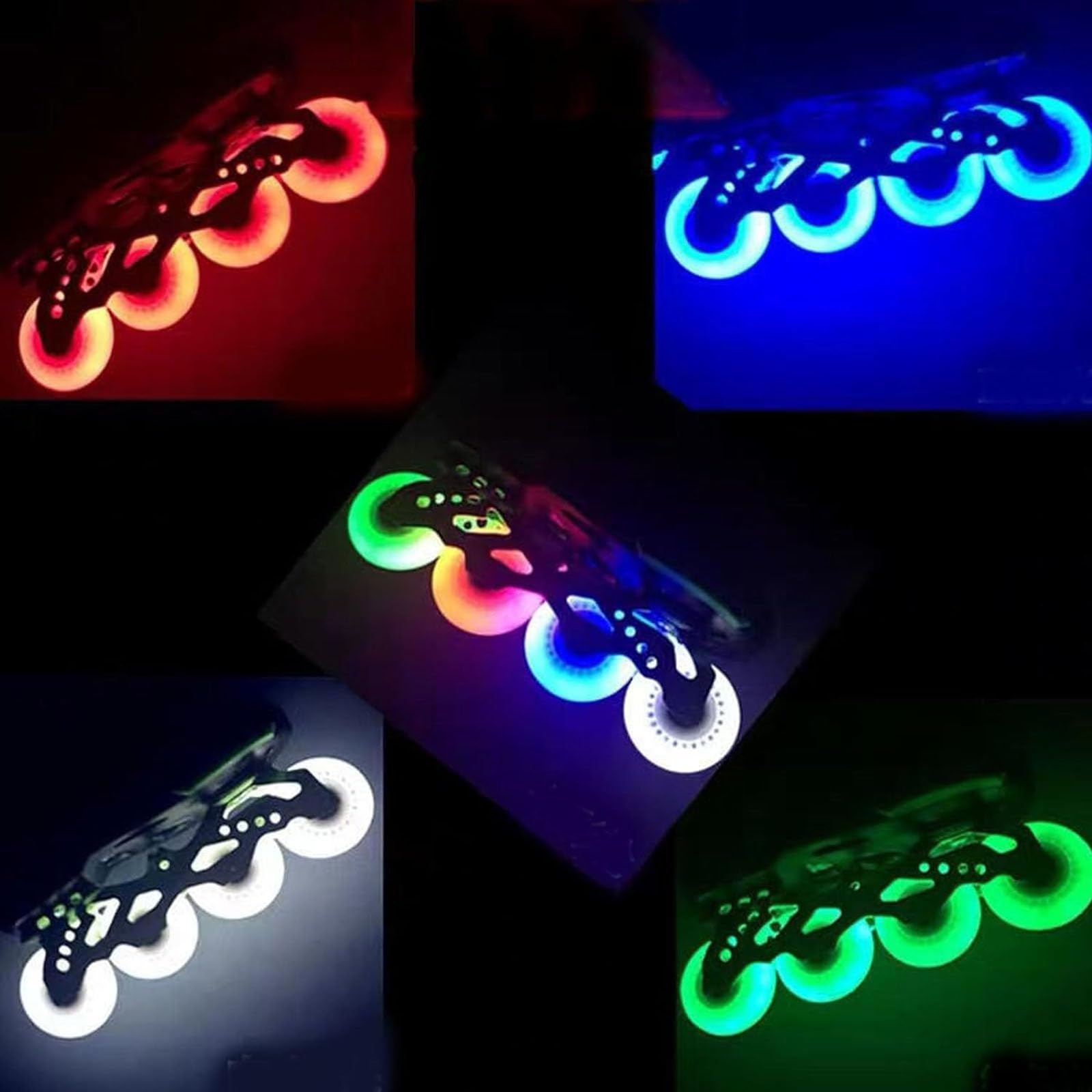8er-Pack LED-Inline-Skate-Räder, langlebige 90A-Freestyle-Bremsräder, mit Lagerkern, Ersatz-Leuchtrolle für den Außenbereich,B,90mm
