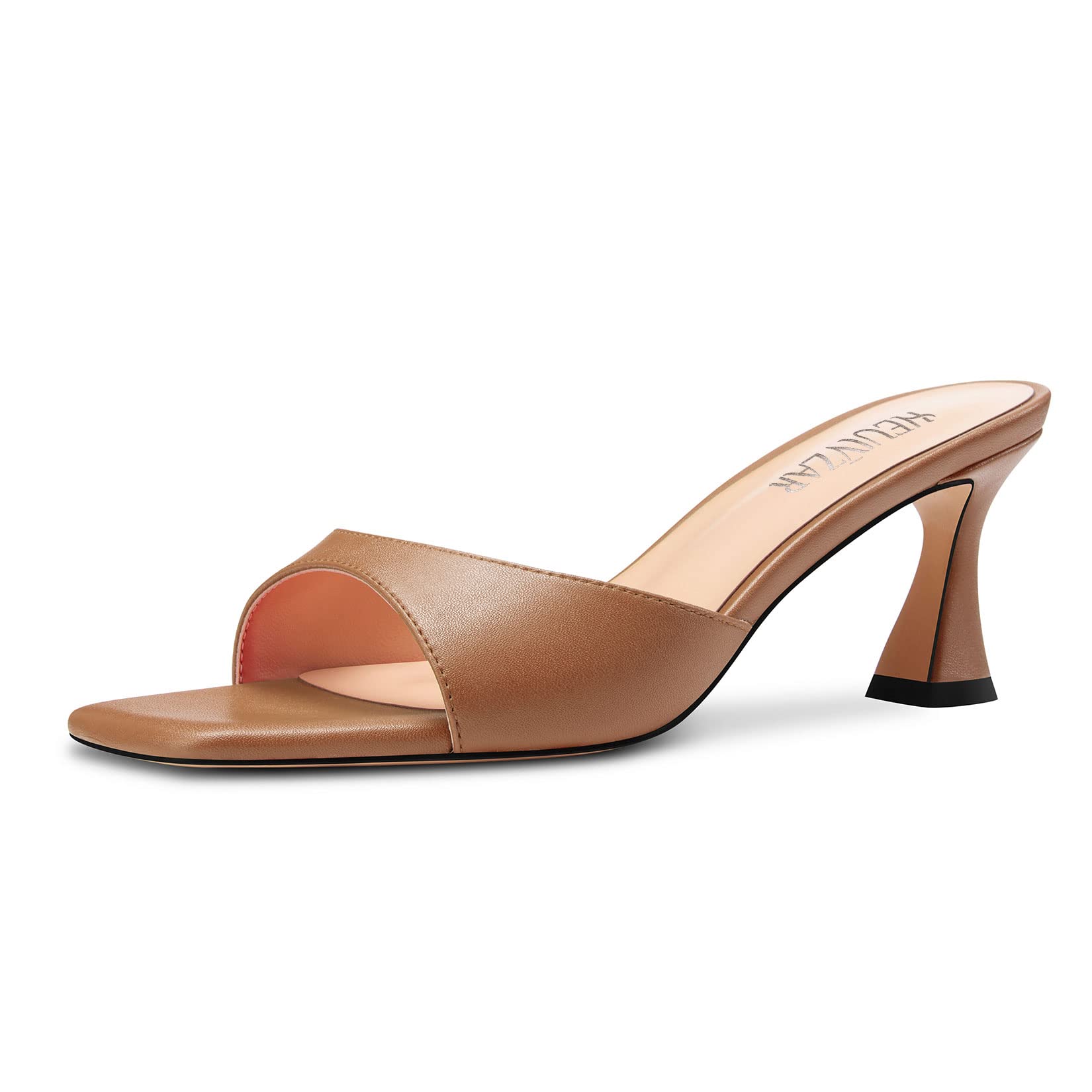 HEUIVZAR Donna Medio Gattini Tacco Heel Aperte sulla Quadrata Punta Ciabatte Moda Scarpe Slip-on Ufficio Feste Cute 6.5 CM Heels