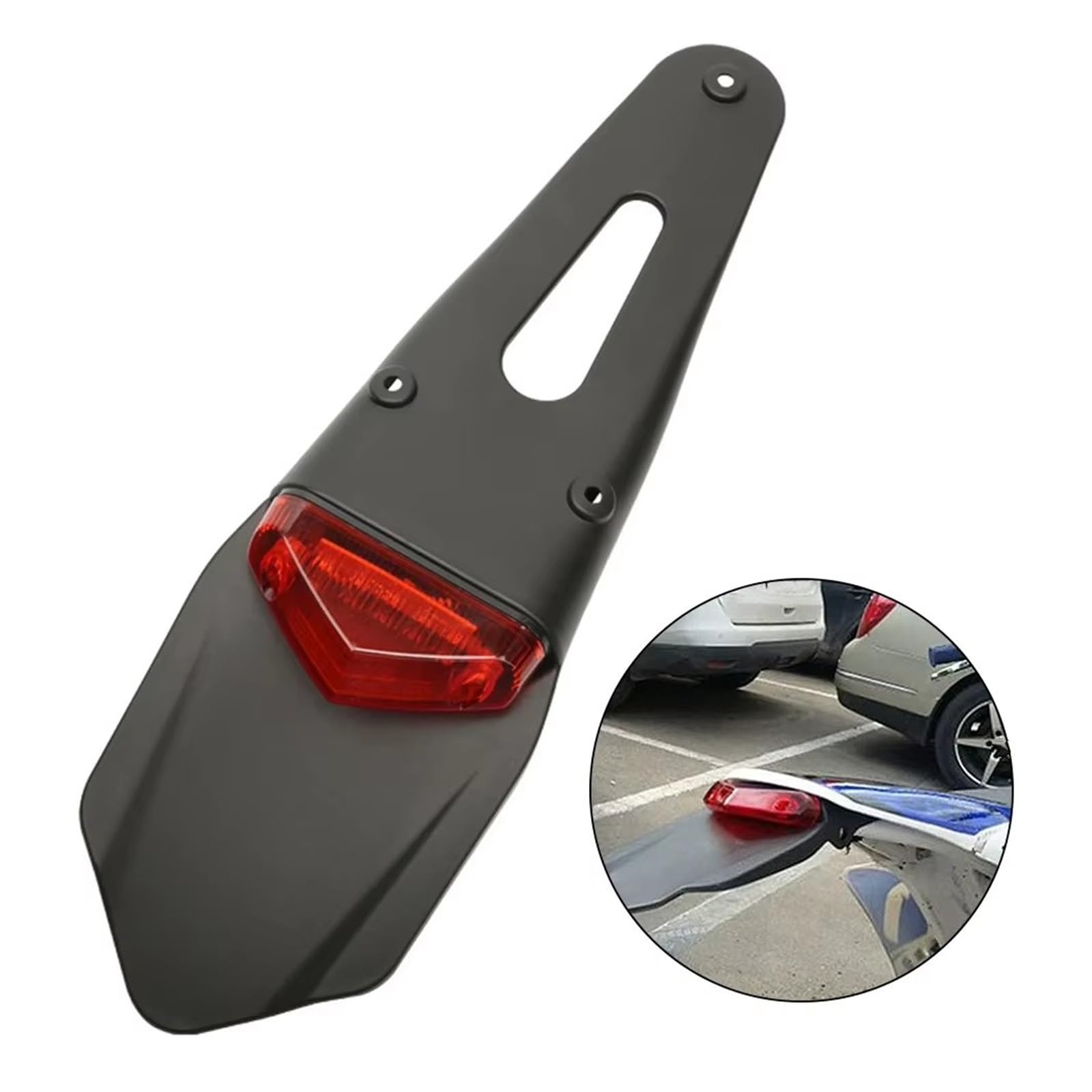 Support De Plaque D'immatriculation Universel pour Moto Feu Arrière LED ABS Arrêt Garde-Boue pour Tout-Terrain Support Plaque D'immatriculation(Black Set)