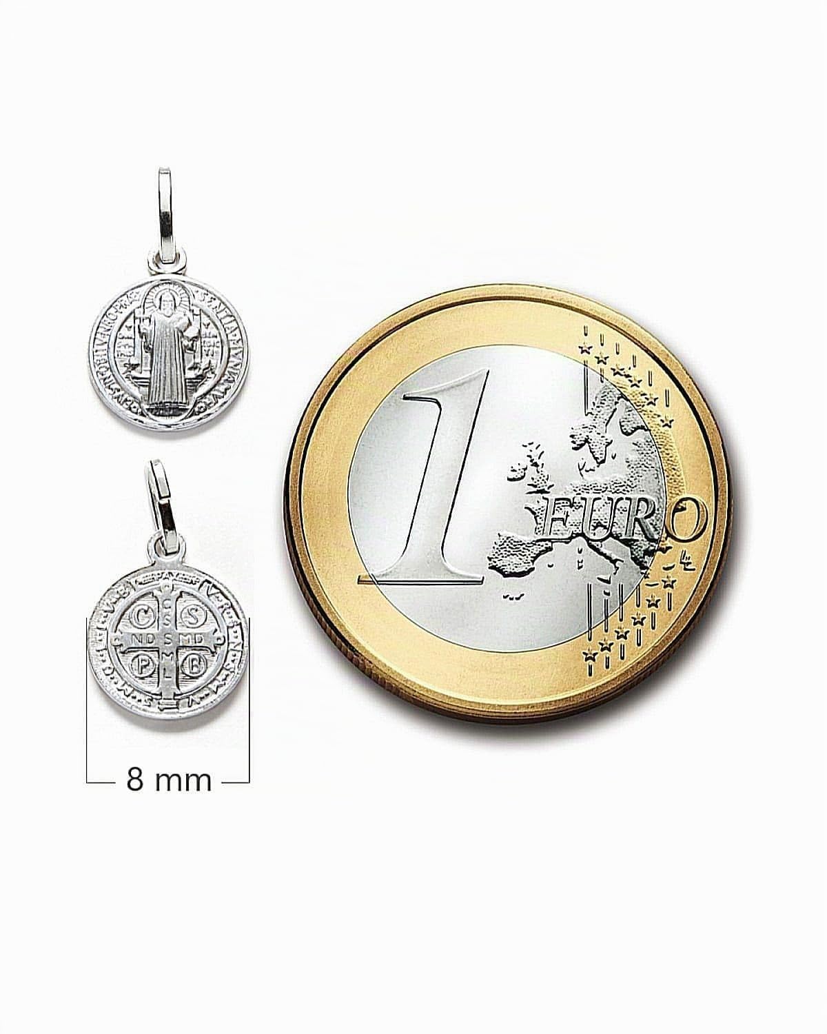 arana's - Medalla San Benito en Plata de ley 925 - Tamaño pequeño de 10mm diametro especial para colgante o pulsera hombre mujer y niños - Cruz San Benito amuleto de la suerte religioso
