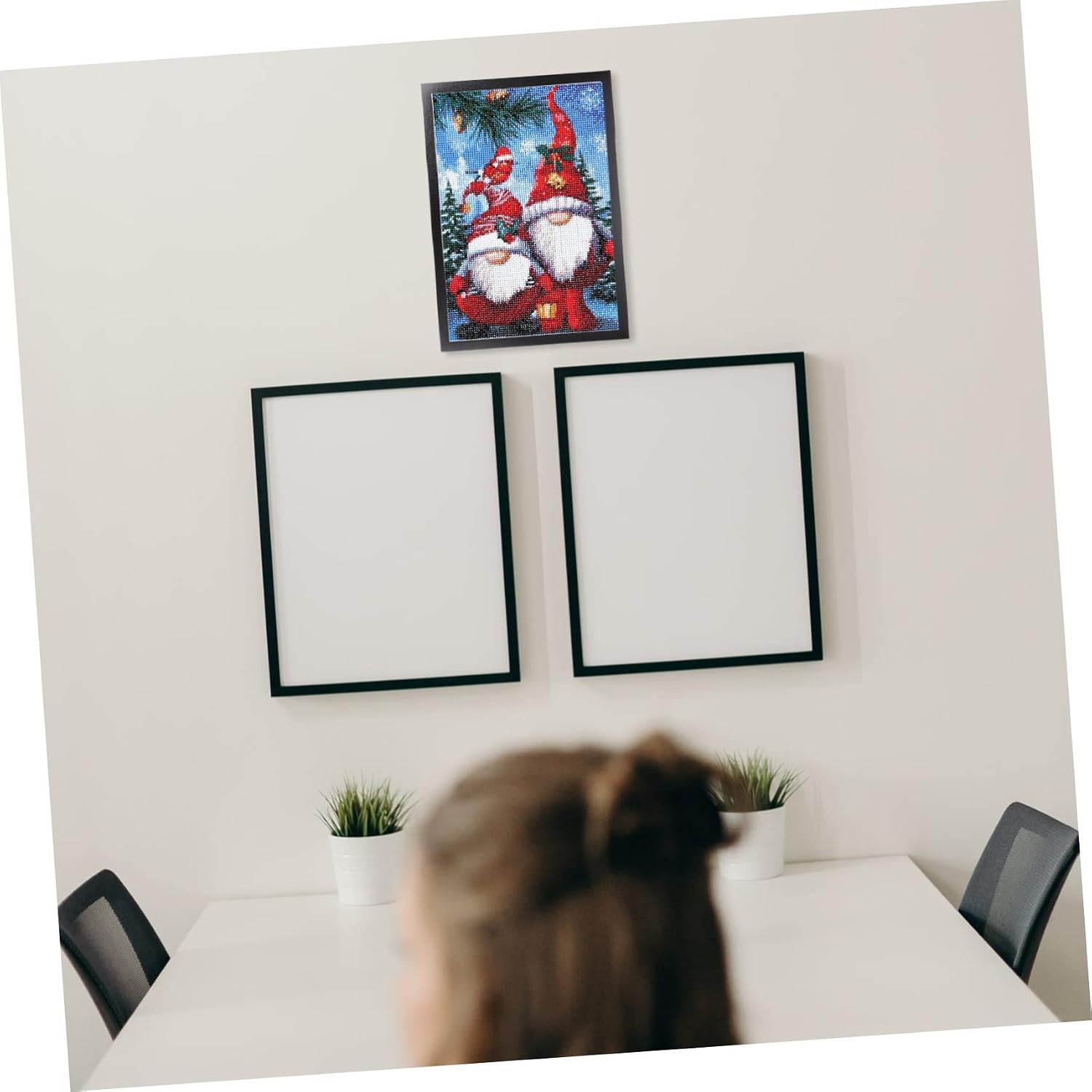 2sets Self-adhesive Magnetic Picture Frames for Diamond Drawing Display Versatile Wall Mount Frames for Photos and Certificates Easy to Use Black for Decor