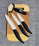 Aid Juego de 4 cuchillos de cerámica profesionales de cerámica en negro