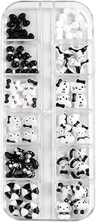 ネイルパーツ キティ リボン 1ケース入り 可愛い 大きい キティ ネイルパーツ ストーン 3D 立体 リボン デコパーツ 猫 蝶結び ネイルアート ジュエリーパーツ 手芸 ハンドメイド レジン パーツ (黑+白)