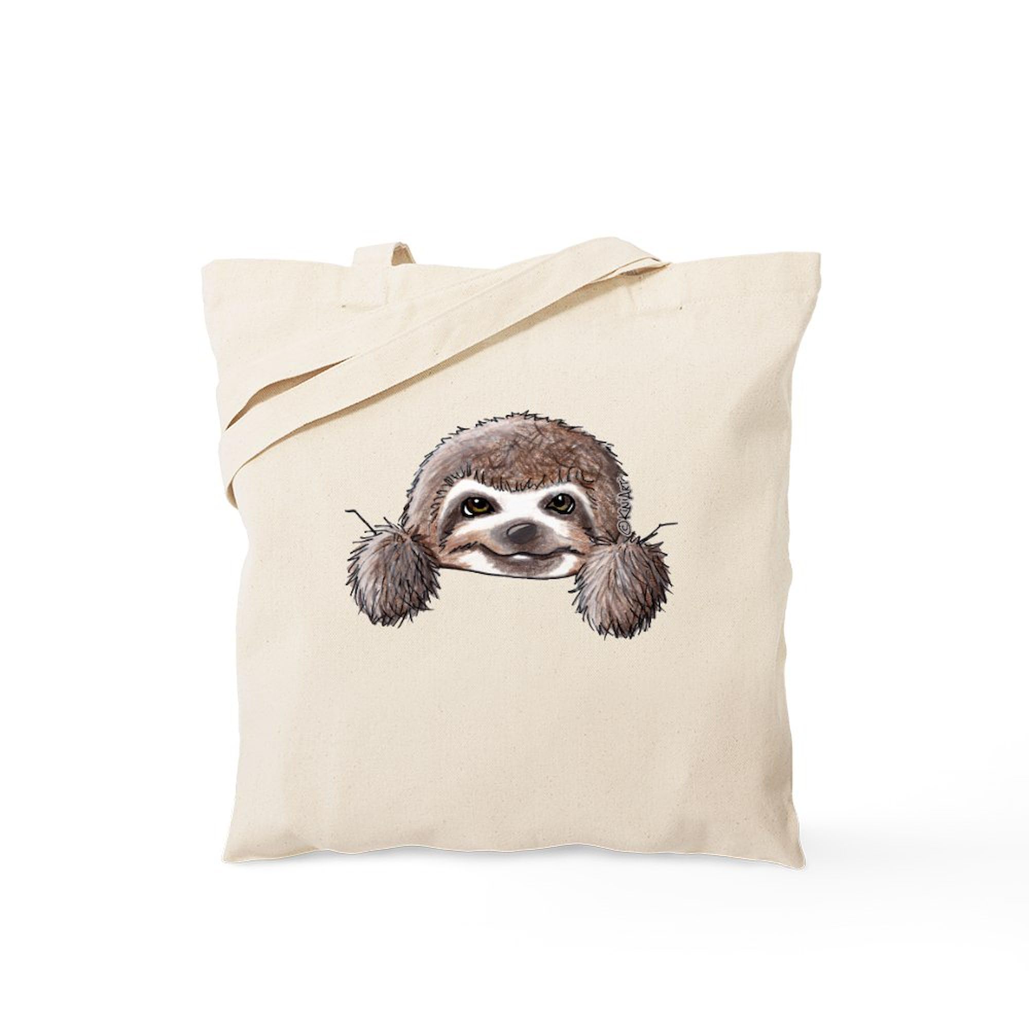 CafePress KiniArt Pocket Sloth Tote Bag Reusable Natural Beige Canvas Shopping Bag