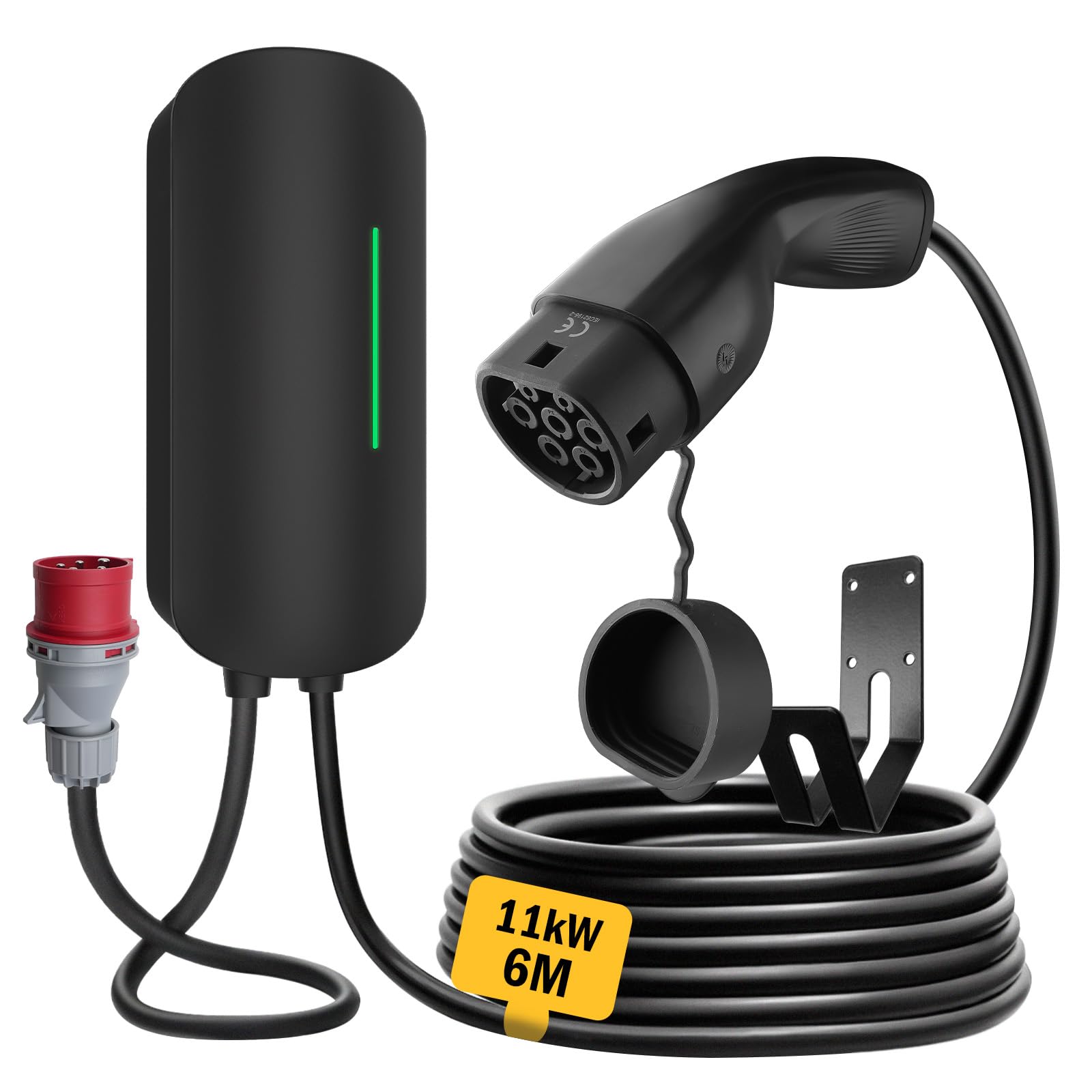 Morec Wallbox Estación de Carga para vehículos eléctricos Tipo 2 de 11KW, Cargador trifásico para automóviles eléctricos con Cable de Carga de 6m