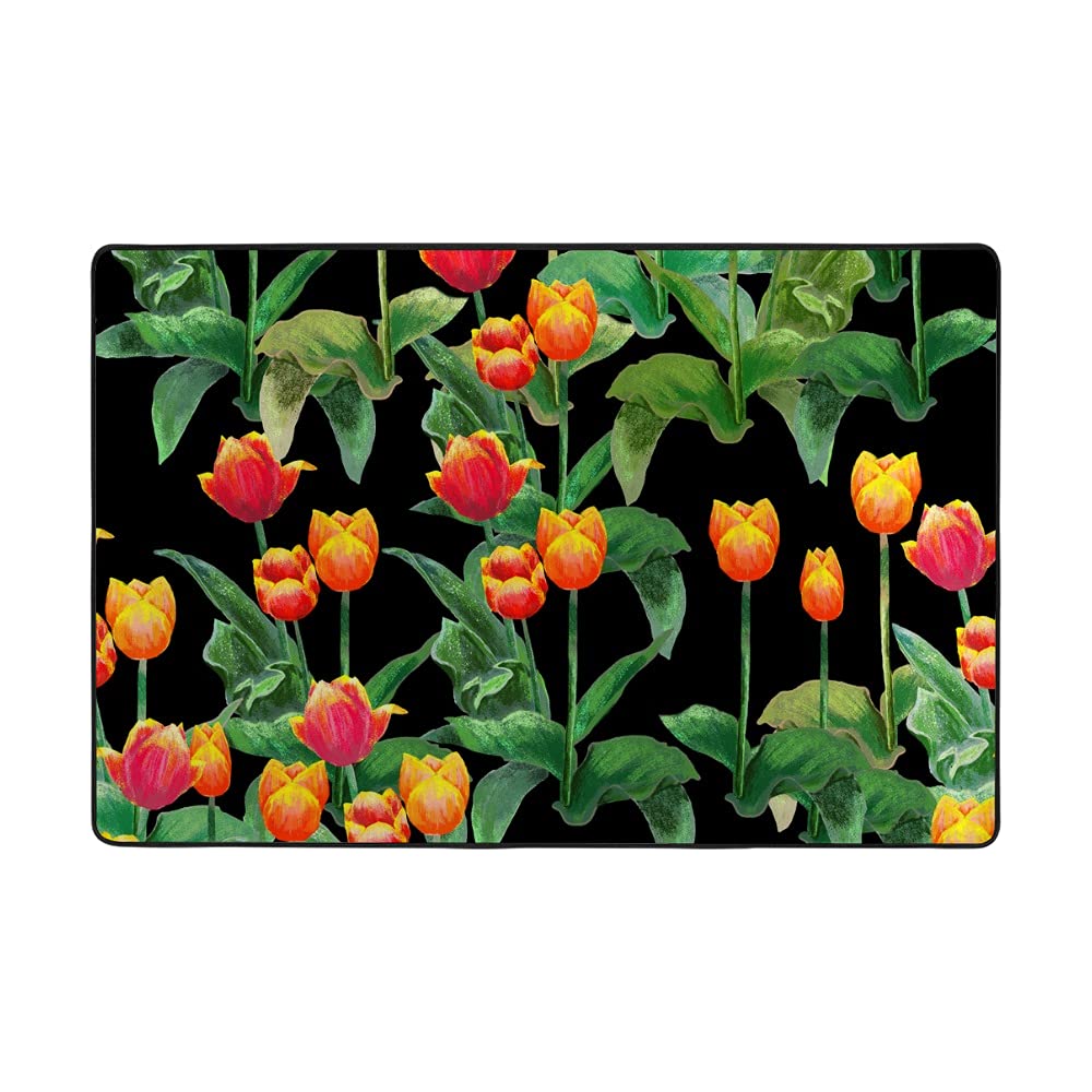 Tapis de sol qui ne perd pas ses poils velours corail epais tulipes CHEHONG