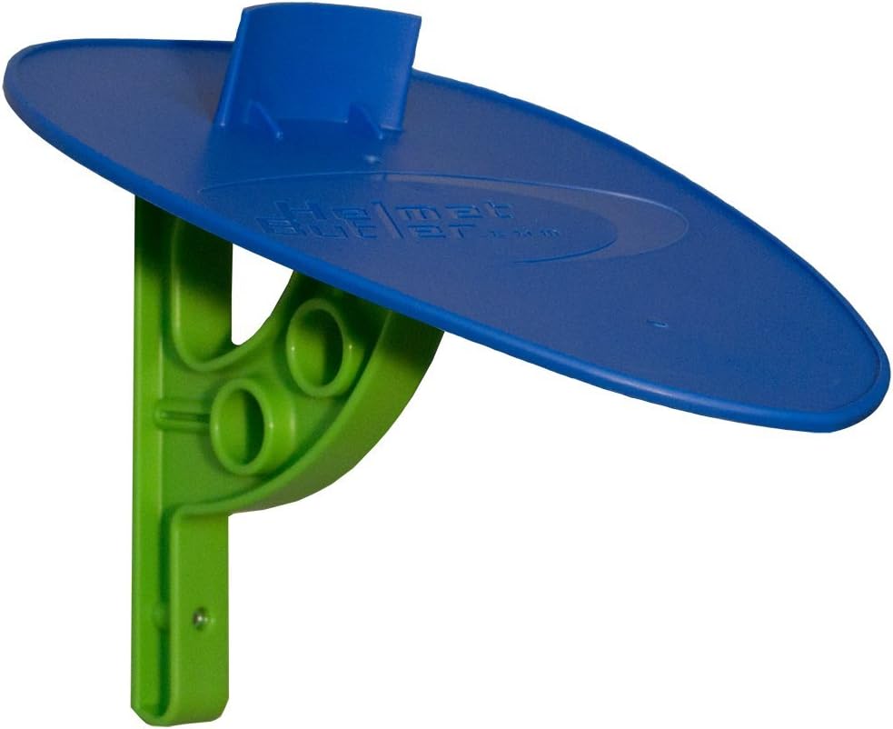 Helmet Butler - Motorcycle Helmet & Gear Storage System - Blue Top - Green Bracket