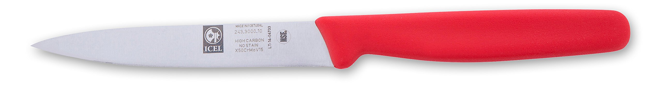 ICEL 4 Inch Paring Knife - Straight Edge Kitchen Knife, High Carbon German Stainless Steel, Razor Sharp Blade, Rust-Proof, Perfect for Paring, Slicing, Dicing, Cutting and Chopping, Red Handle