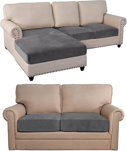 Paquete de fundas de cojín para sofá modular en forma de L y cojines individuales, protector de muebles, patrón a cuadros, extraíble y lavable,