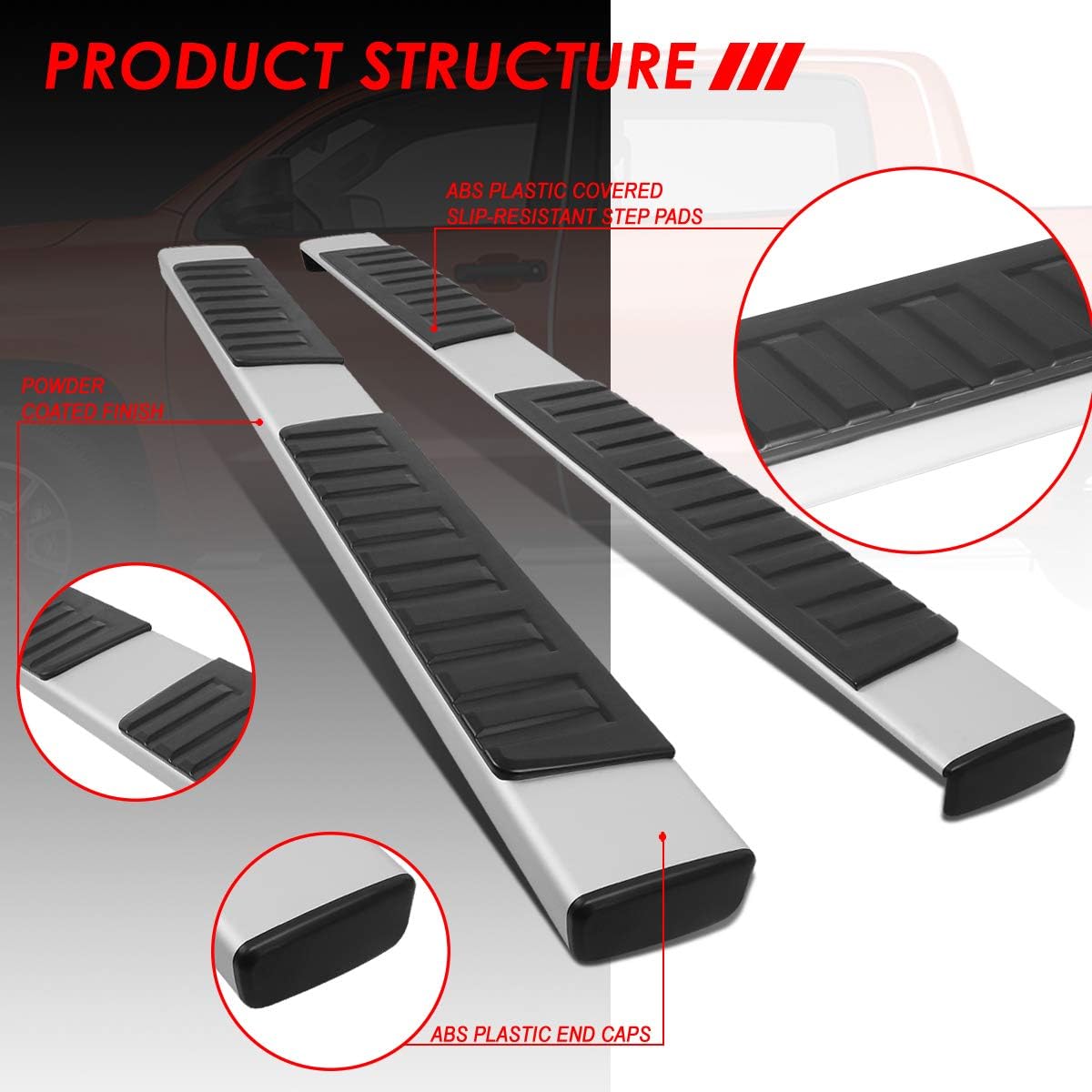 Auto Dynasty Running Boards Compatible with 2007-2021 Toyota Tundra Double Cab, Extruded Aluminum Side Step Rail Nerf Bars, 6 Inches Step Bars, Polished Chrome