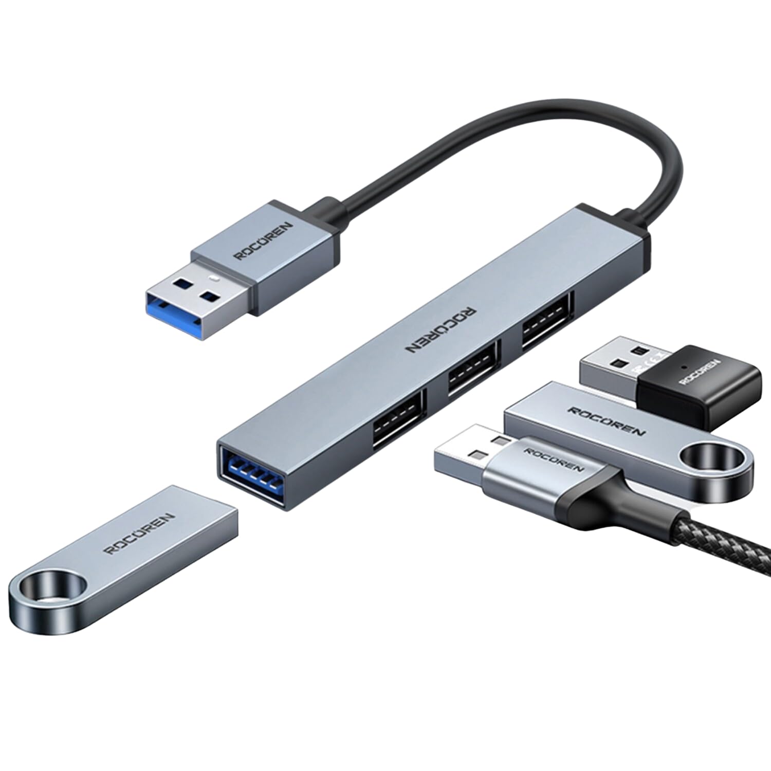 Rocoren USB-A 3.0 5Gbps 4 Portlu USB Çoklayıcı Hub