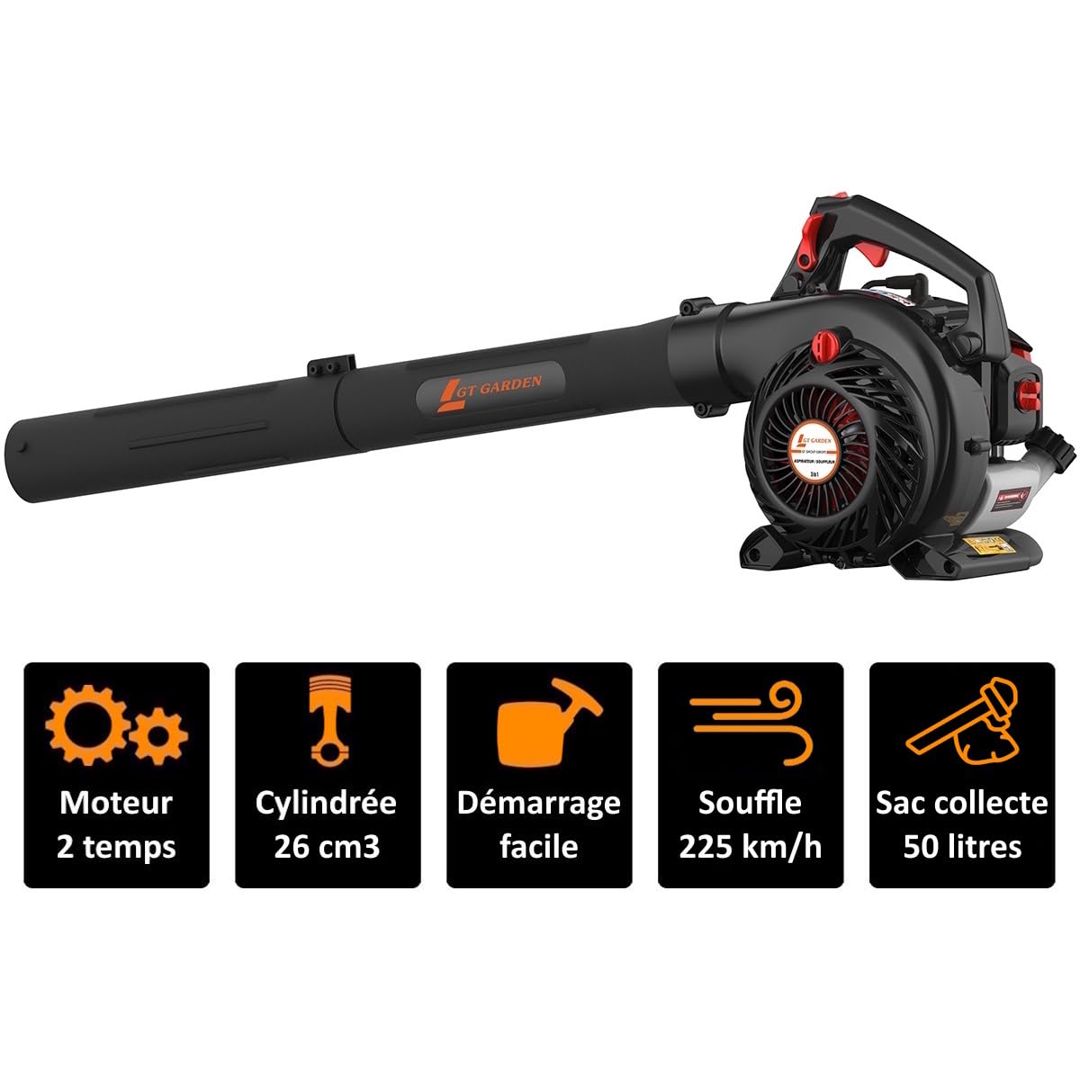Souffleur - Aspirateur - Hachoir Thermique 26 cm3