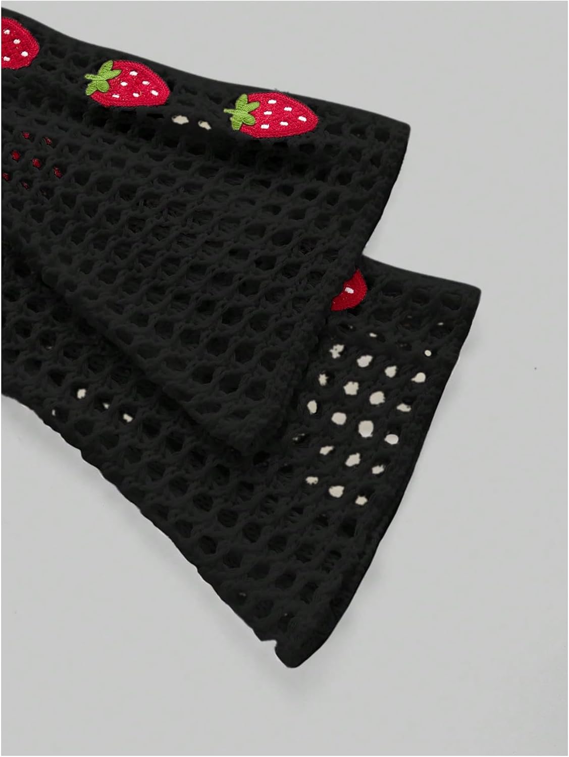 SHENHE Women's Strawberry Top Y2k Knit Shrug Sweater Crochet Crop Hollow Out Long Sleeve See Through Sweater Tops - Image 3