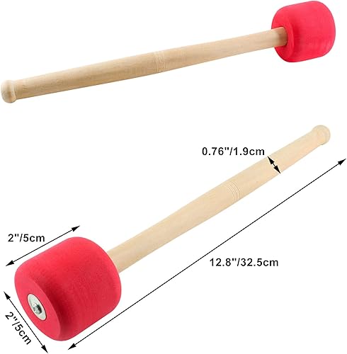 Miniatura 5 de Jiozermi 2 mazos de tambor de 12.8 pulgadas de largo, bastón de goma de espuma dura, palos de percusión de bajo antideslizantes, pieza de accesorio