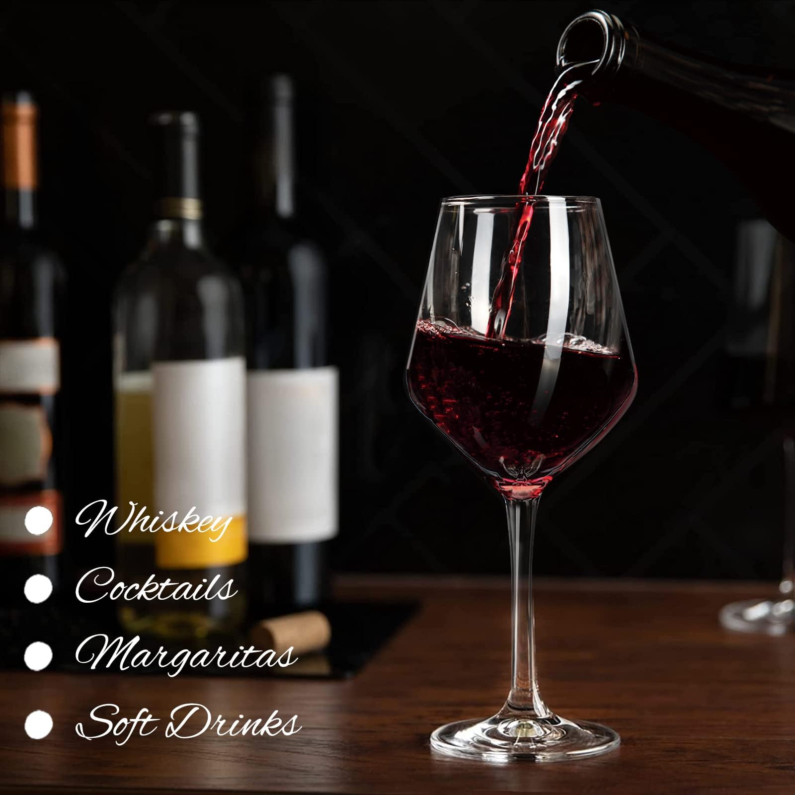 Juego de 6 copas de vino de plástico (15 onzas), copas de vino irrompibles con tallo, 100% Tritan y sin BPA, aptas para lavavajillas, impresionantes para piscina, playa, viajes, piscina, camping,