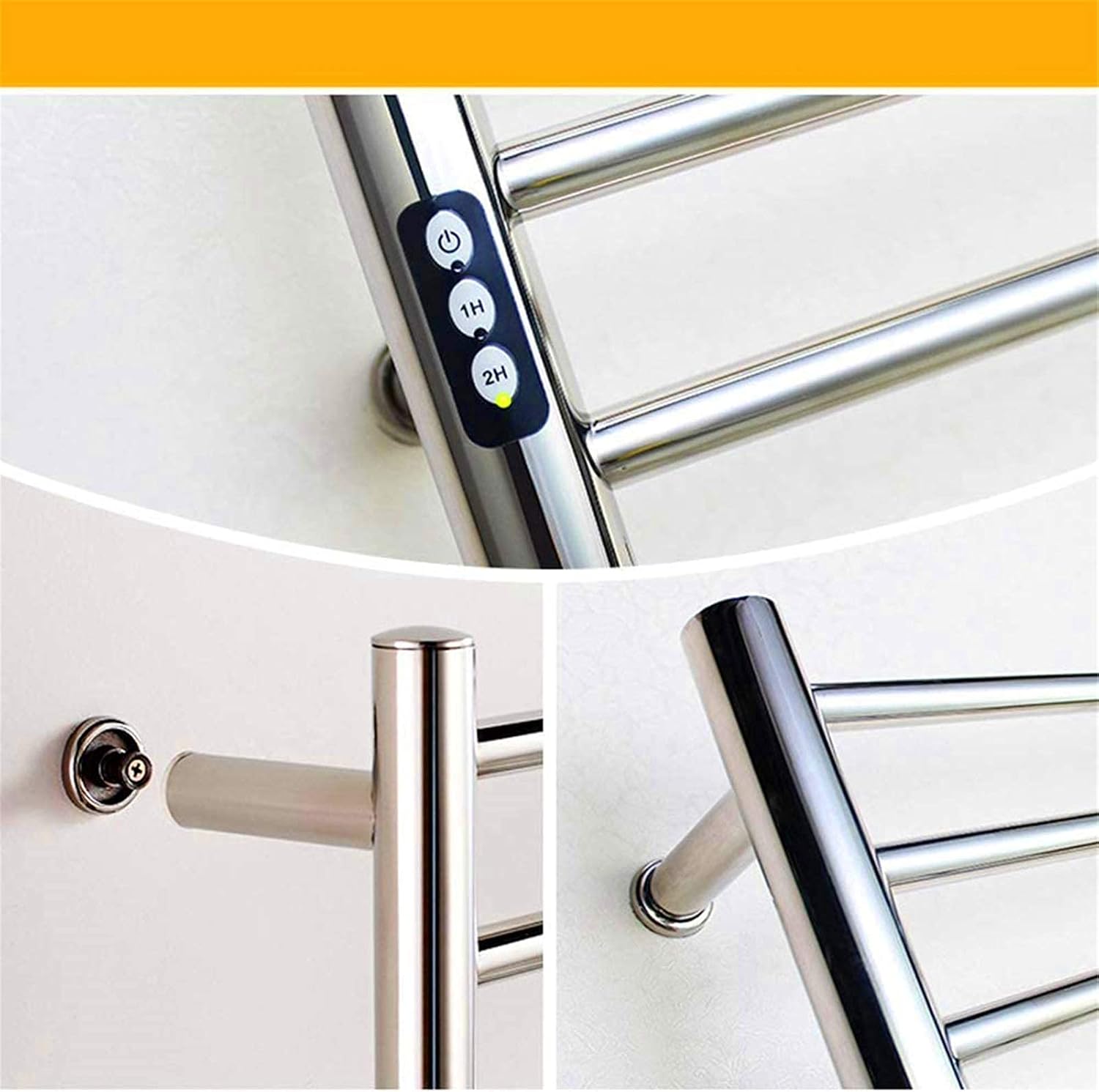 Towel Warmer, Towel Warmer,Heated Towel Rack, Electric Towel Warmer Heated with Timing Device Steel Heated Wall Mounted Towel Holder Rail Electric Towel Warmer Rail Bathroom Towel