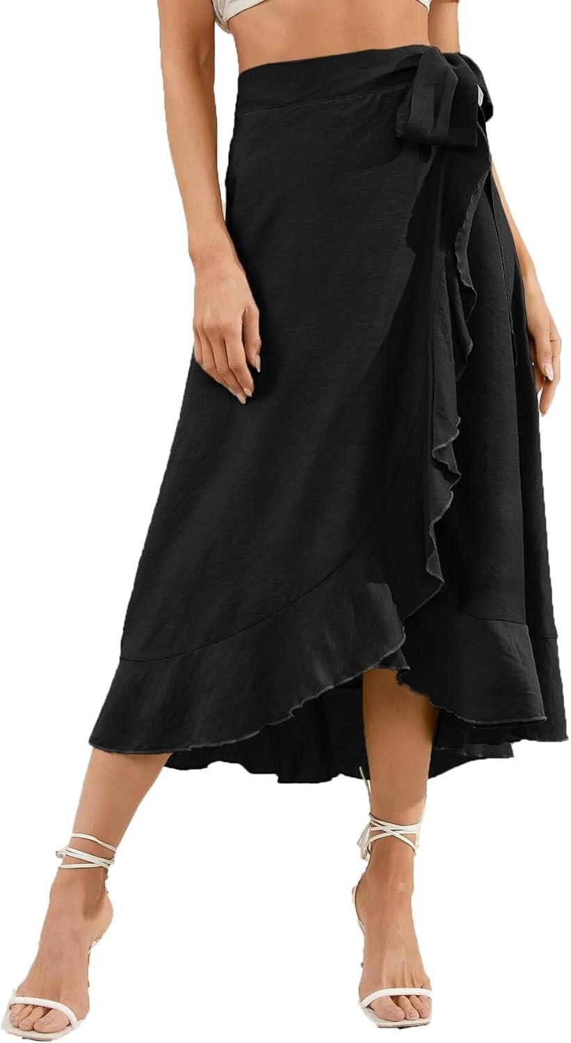 Womens Ruffle Hem Wrap Skirt Tie Waist Boho Philippines Ubuy