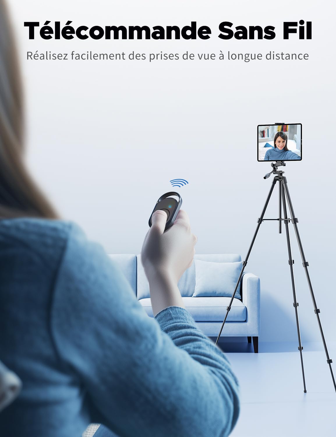 Trépied 152,4 cm pour iPad Pro et iPhone Compatible avec Tablette/iPad Pro 12,9"/Webcam/caméra vidéo, trépied iPad Pro avec télécommande et Sac pour Vlog/vidéo/Photographie