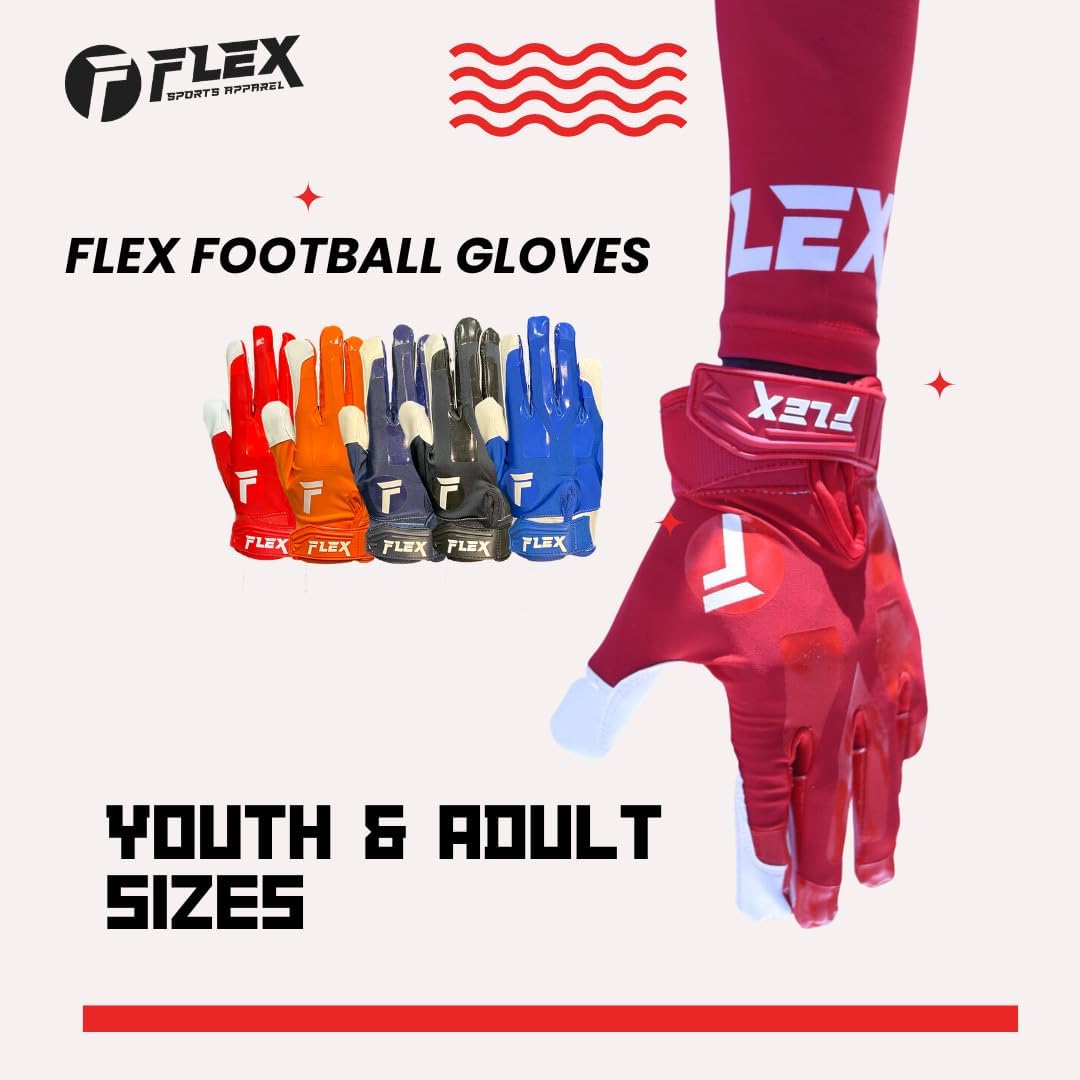 Flex Sticky Football Gloves - Enhance Your Game with Superior Grip and Comfort | Flex Youth and Adult Football Gloves