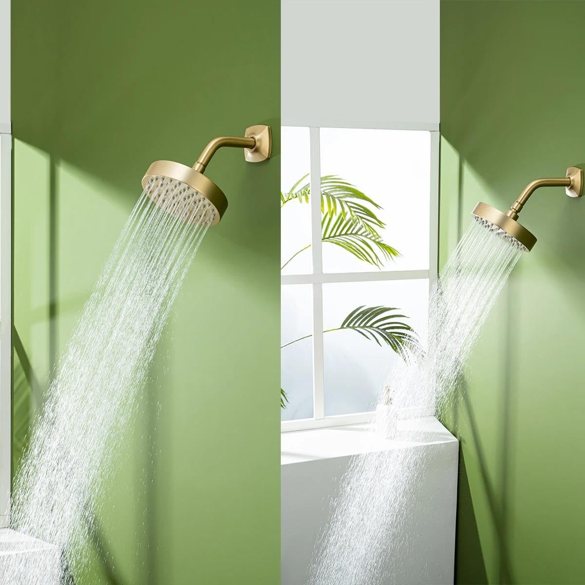Soffione doccia ad alta pressione in acciaio inossidabile massiccio, rubinetto per doccia a pioggia nero opaco per bagno(Brushed yellow)