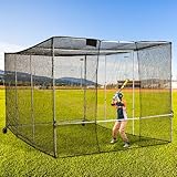 Portable Outdoor Softball Baseball Batting Hitting Cages with Frame and Net for Home Backyard Accessories Heavy Duty Portable Batting Cage for Garage Baseball Batting Cage Net for Hitting and Pitching
