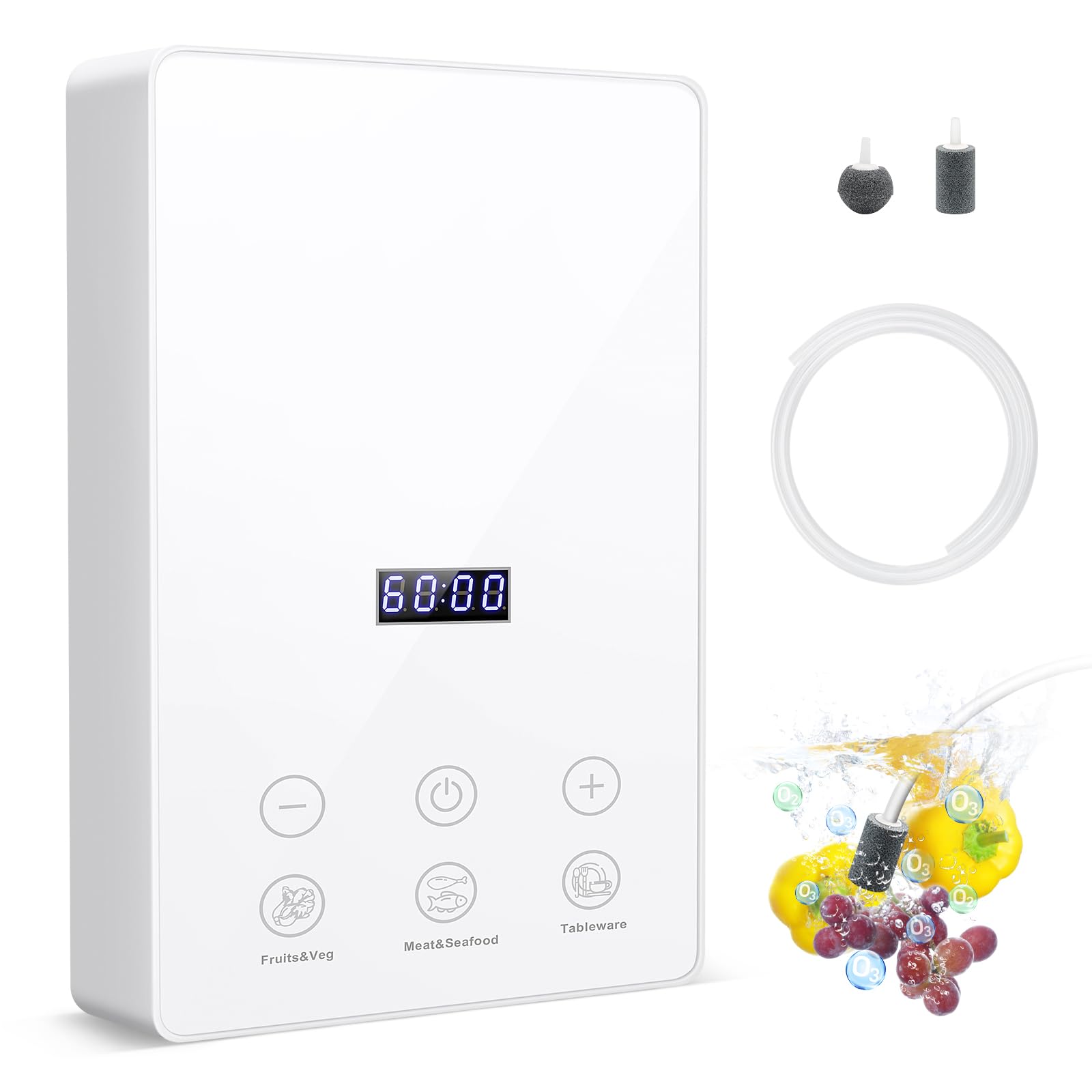 ICARE Ozone Generator for Water, 1000mg/h High Efficiency with 90 Minute Timer, for Cleaning Fruit, Vegetables, Meat, Seafood, Cutlery, Bottles