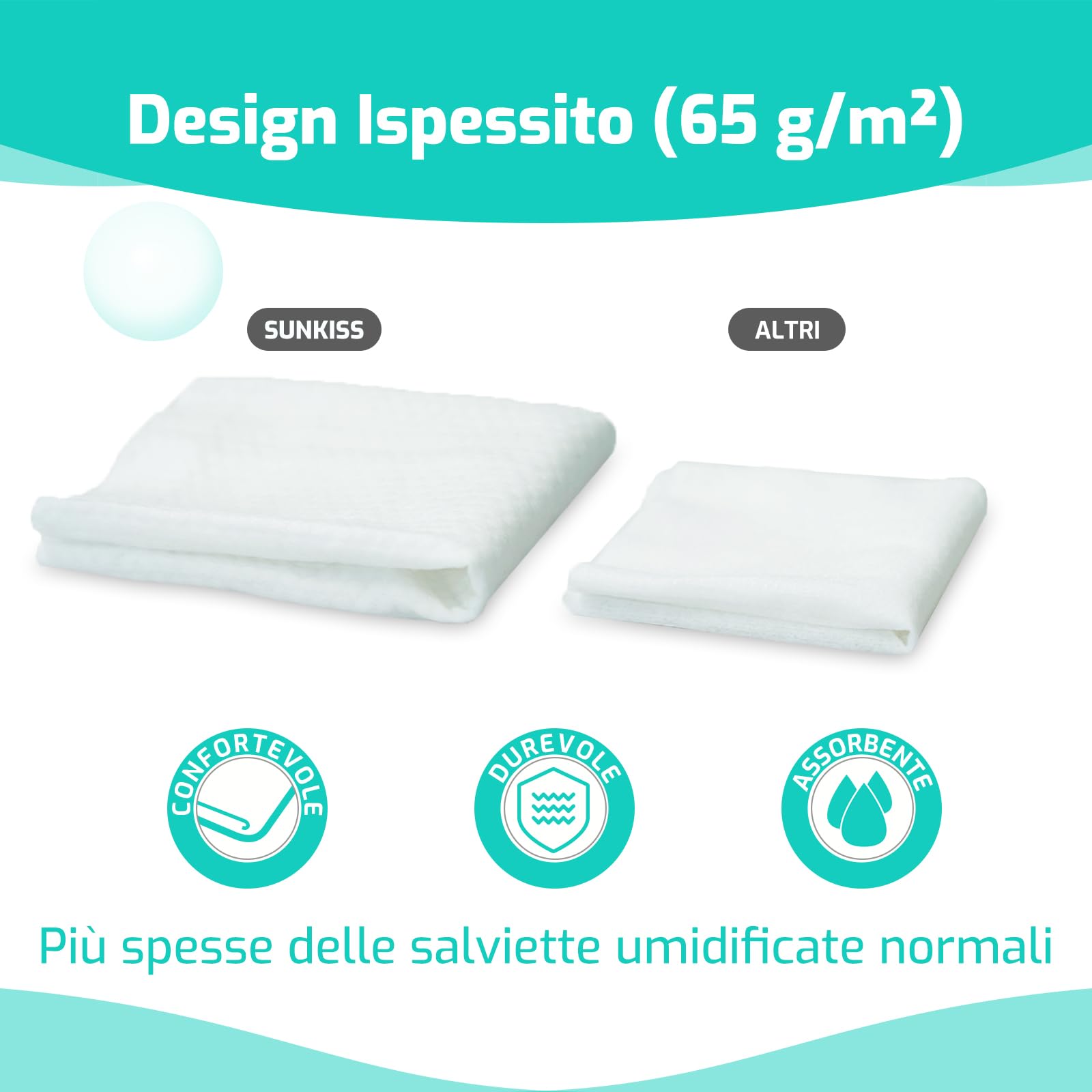 SUNKISS Trustplus Salviette Umidificate per Anziani, Salviettine 20 x 30 cm per Incontinenza per la Pulizia del Corpo con Aloe, 200 Unità (4 Confezioni da 50)