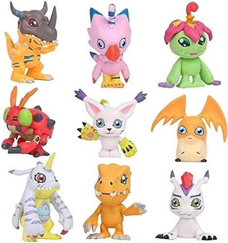 LUMAN Crazy 9 pcs Digital Monster Adventure Agumon Gabumon Mini PVC Figuras Set Digimon Toys, 1.7 - 1.9 pulgadas