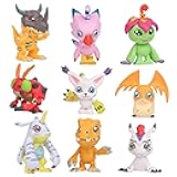 LUMAN Crazy 9 pcs Digital Monster Adventure Agumon Gabumon Mini PVC Figures Set Digimon Toys, 1.7 - 1.9 Inches