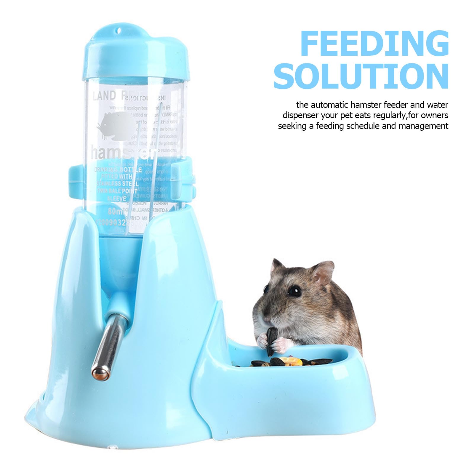 Comedero Automático para Hámster con Botella de Agua 4piezas Plástico | Doble Uso, Base con Soporte Incluida, Limpieza Sencilla y Funcionamiento Silencioso para Aves y Roedores