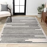 JONATHAN Y Khalil Modern Berber Stripe Cream/Black Indoor Area Rug, 8x10, Contemporary,...