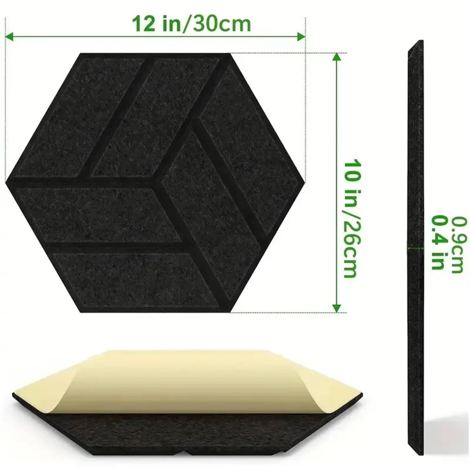 Pannelli Acustici Esagonali Adesivi murali in feltro fonoassorbenti autoadesivi for assorbire il rumore di fondo e decorare(Dark gray,4 PCS)