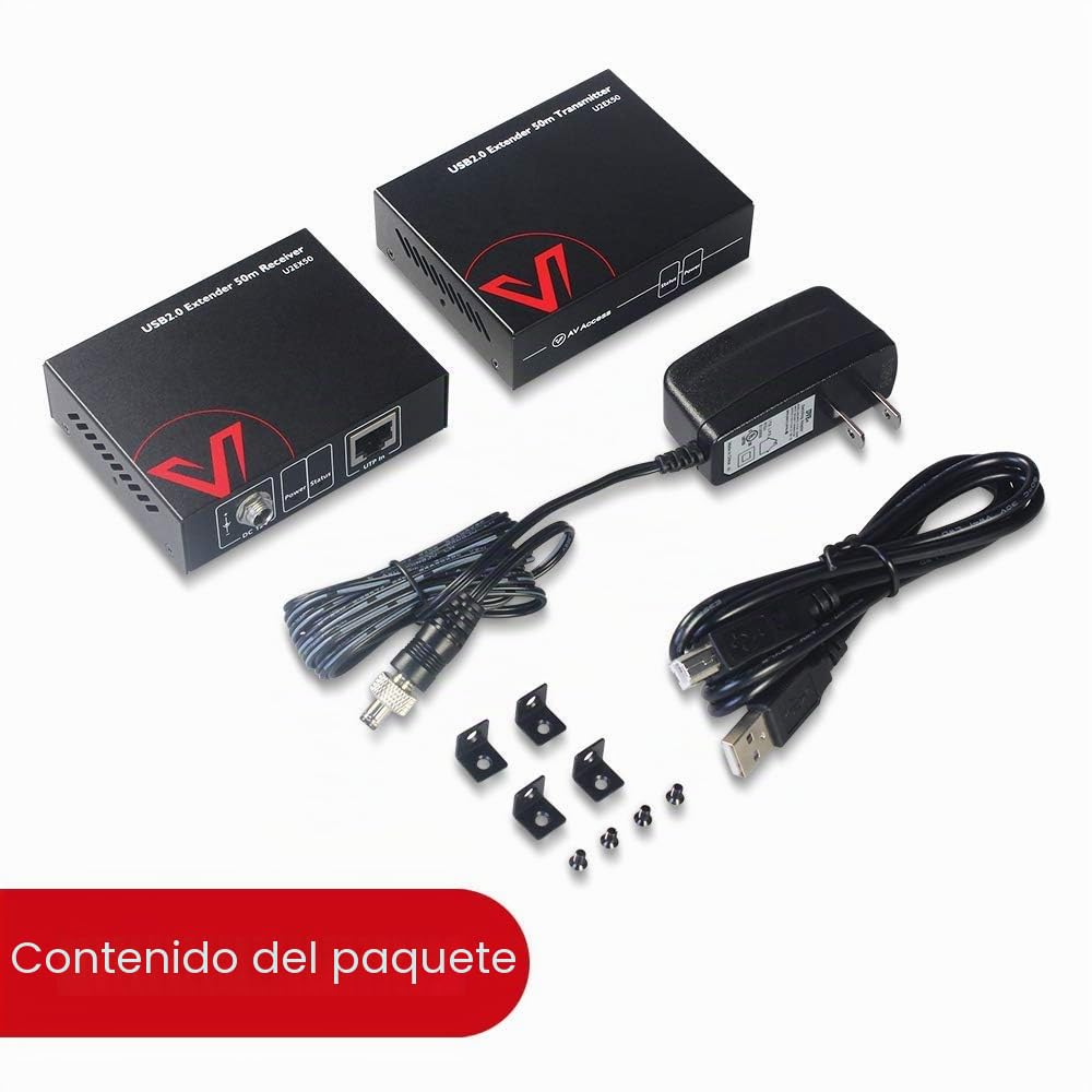 AV Access Extensor USB de 4 Puertos de Alta Velocidad sobre Cat5e/6 hasta 480 Mbps, 4 × USB2.0 Admite 2 Cámaras Web USB Sincrónicamente y Todos los Sistemas Operativos, Plug and Play