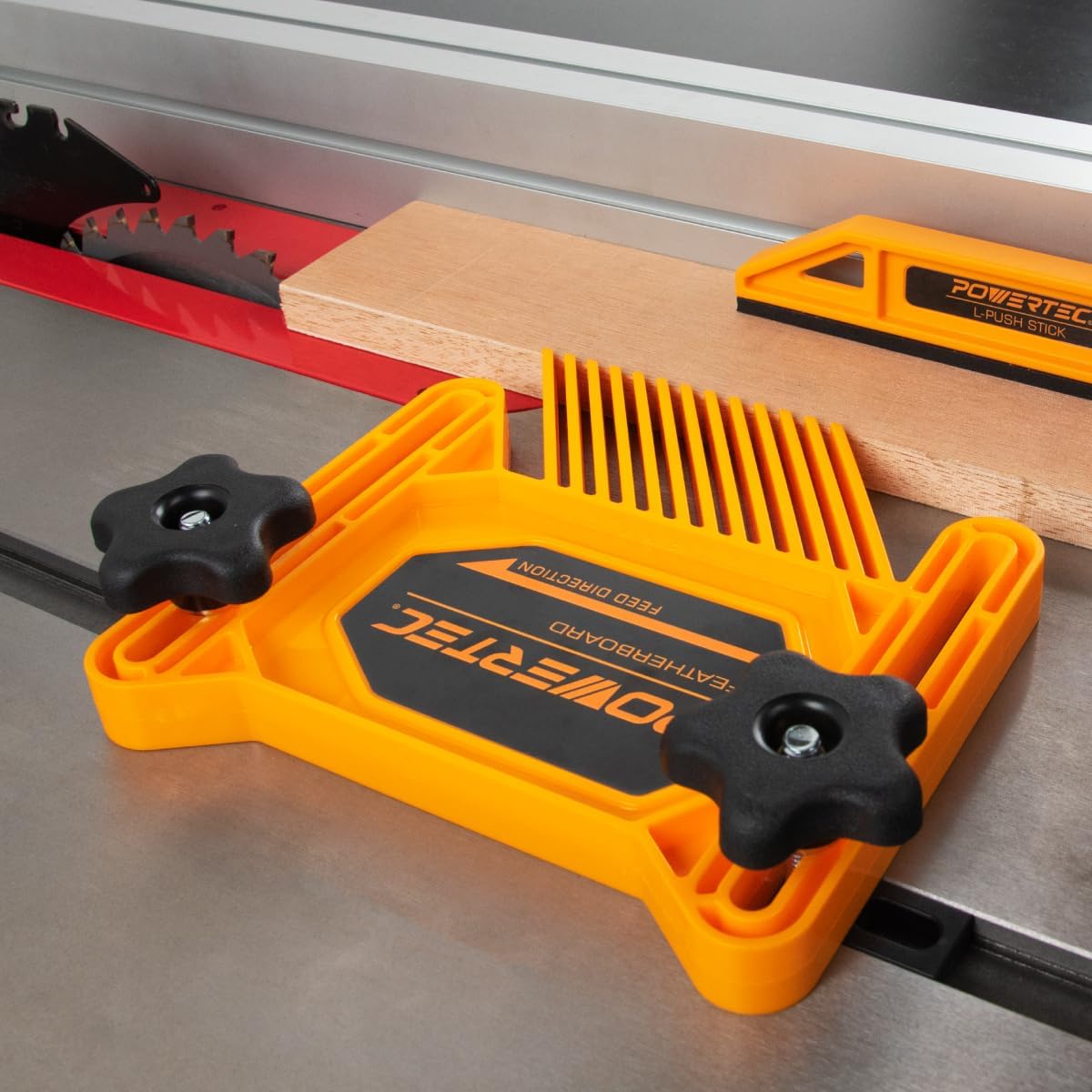 POWERTEC Feather Boards for Table Saw, Router Table Fence & BandSaw, Stackable Featherboard for Universal T-Track & Miter Slot Mount, Wood Working Tools & Accessories (71393, 71832)