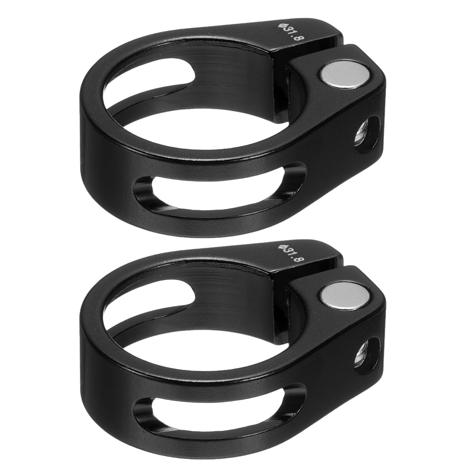 sourcing map 2pcs Bike Seat Post Clamp 31.8mm Clip Aluminum Alloy Bicycle Locking Seat Post Ring with M4 Hex Screw for 27.2 to 28.6mm Bicycle Mountain Road Bike Tube, Black
