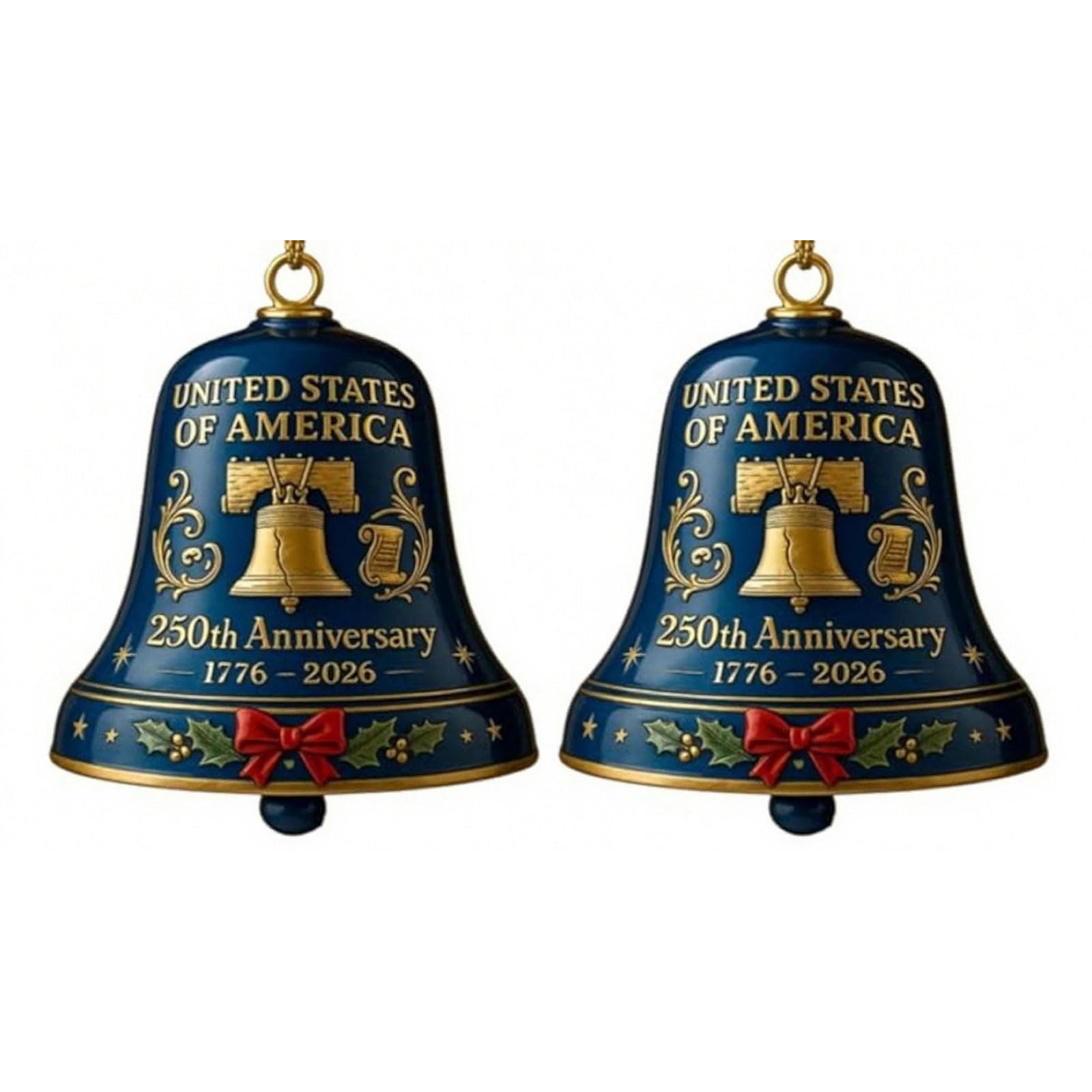 KAQNTUD Antique Bells for 250 Year Celebration, Christmas Tree Decoration for Festive Mantles, Shop Window Decorations, Vintage Christmas Tree Bell, Made of Metal