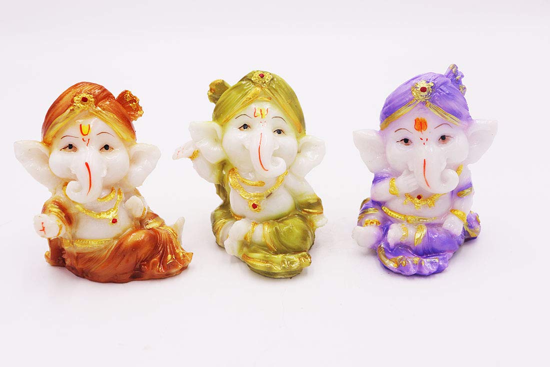 Green Apple Inc Lord Ganesha Statue Gift Item Showpieces, Pack of 3