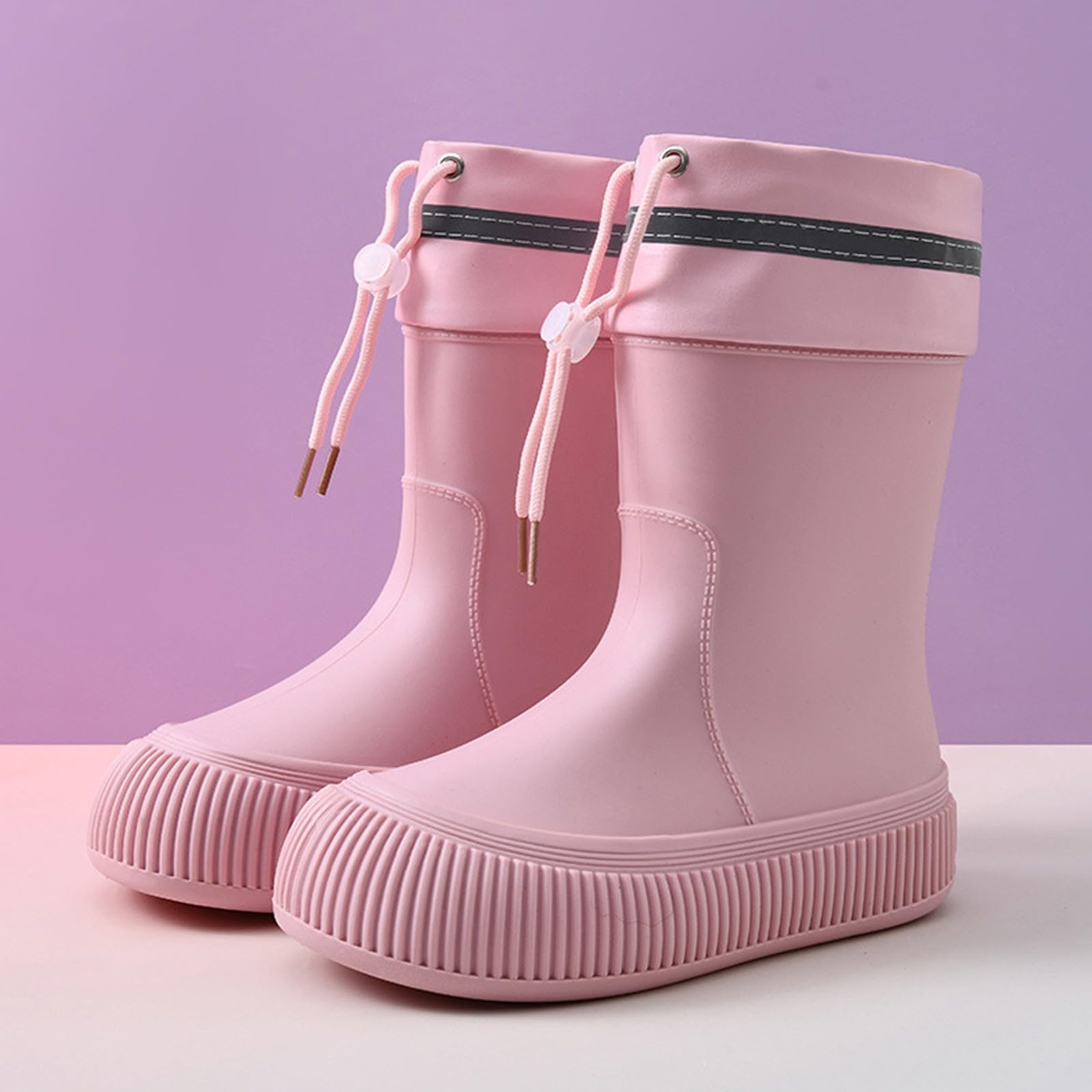 Generisch Stivali da pioggia da donna in gomma semi-alti, leggeri, impermeabili, alla moda, con suola antiscivolo, scarpe in gomma, eleganti scarpe da giardino, comode