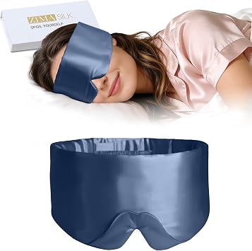 ZIMASILK 100% 22 Momme Mulberry Silk Sleep Mask - Full Silk Filled, Ultra-Soft & Breathable, Face-Hugging Blackout Eye Cover for Sleeping Navy Blue