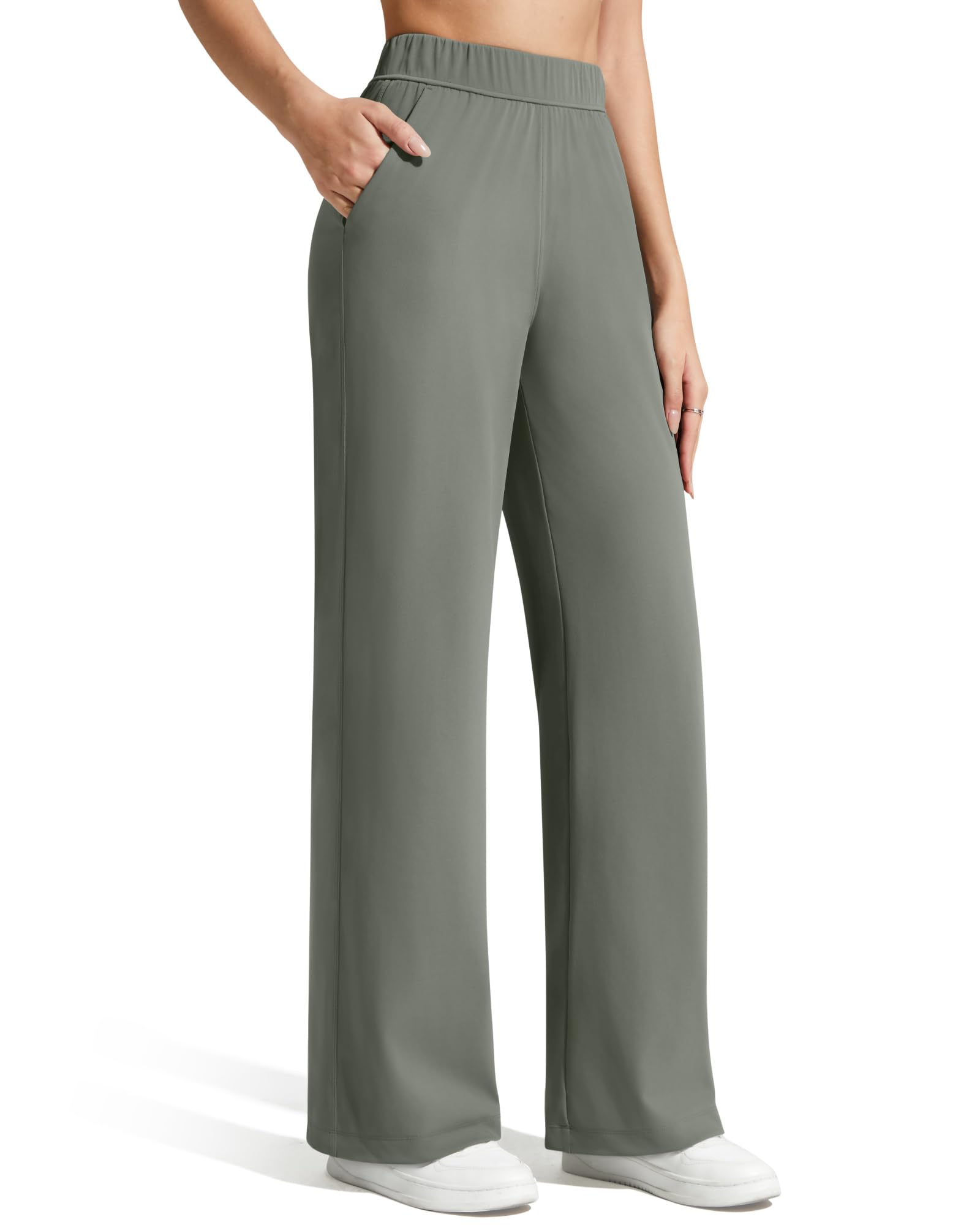 G4Free ShiftReady Womens Yoga Dress Pants with Pockets Wide Leg Work Pants Dressy Casual Trousers