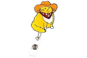 Humorous Animal Cowboy Cat Badge Reel, Convenient and Fun Name Tag Holder