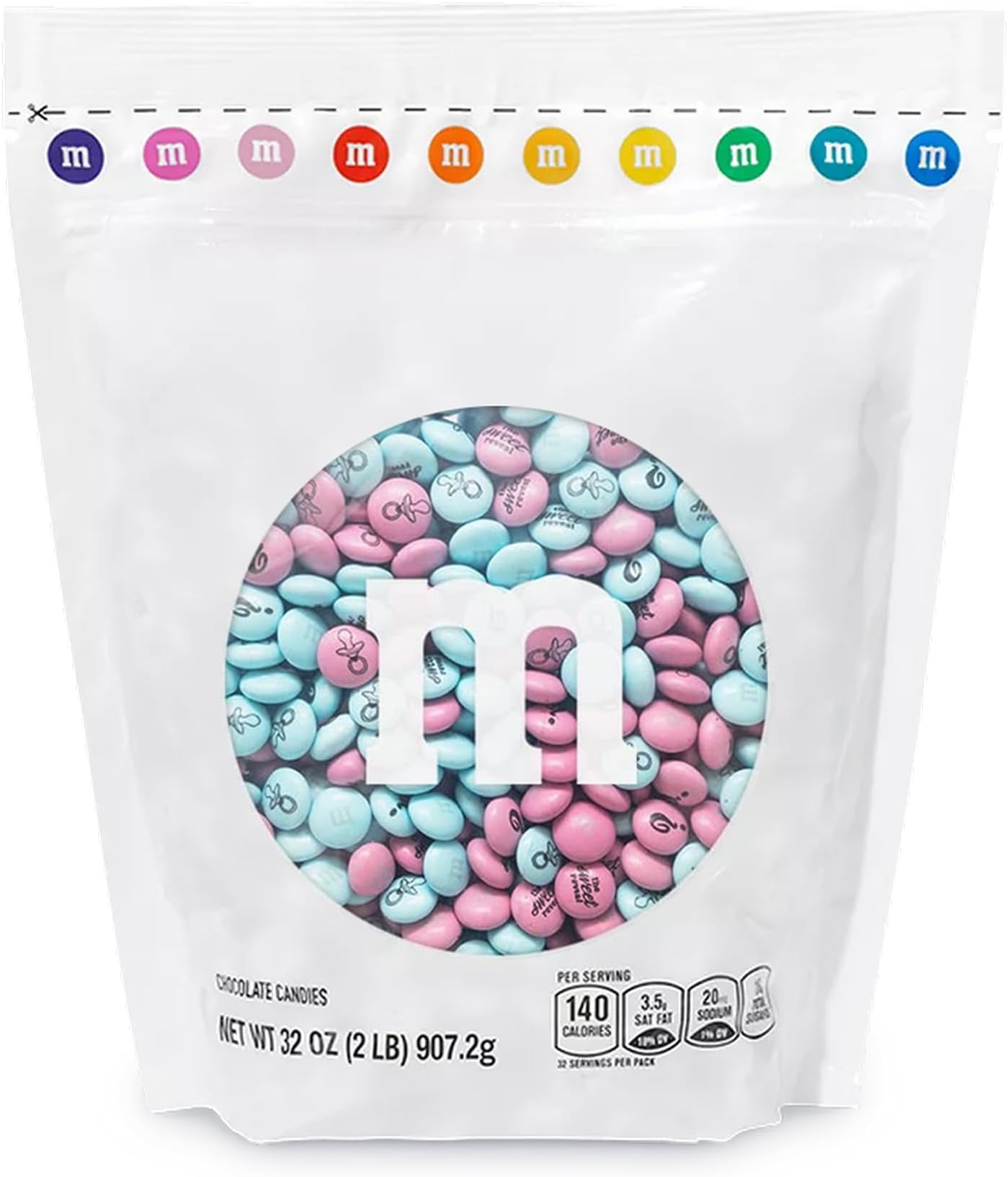 M&M'S World Gender Reveal Milk Chocolate Candy 2lb Bag with Light Blue and Pink M&M'S for Baby Showers Gender Reveal Parties and New Baby Favors