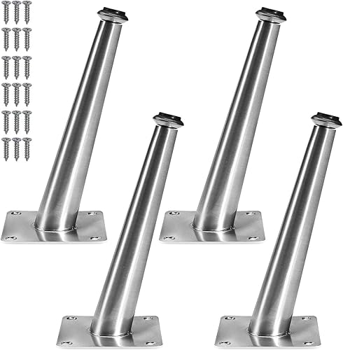 VEHCIL 4 patas de muebles de níquel cepillado de 6 pulgadas, patas de metal cónicas oblicuas para gabinete, sofá, mesa, cama, aparador, accesorio de