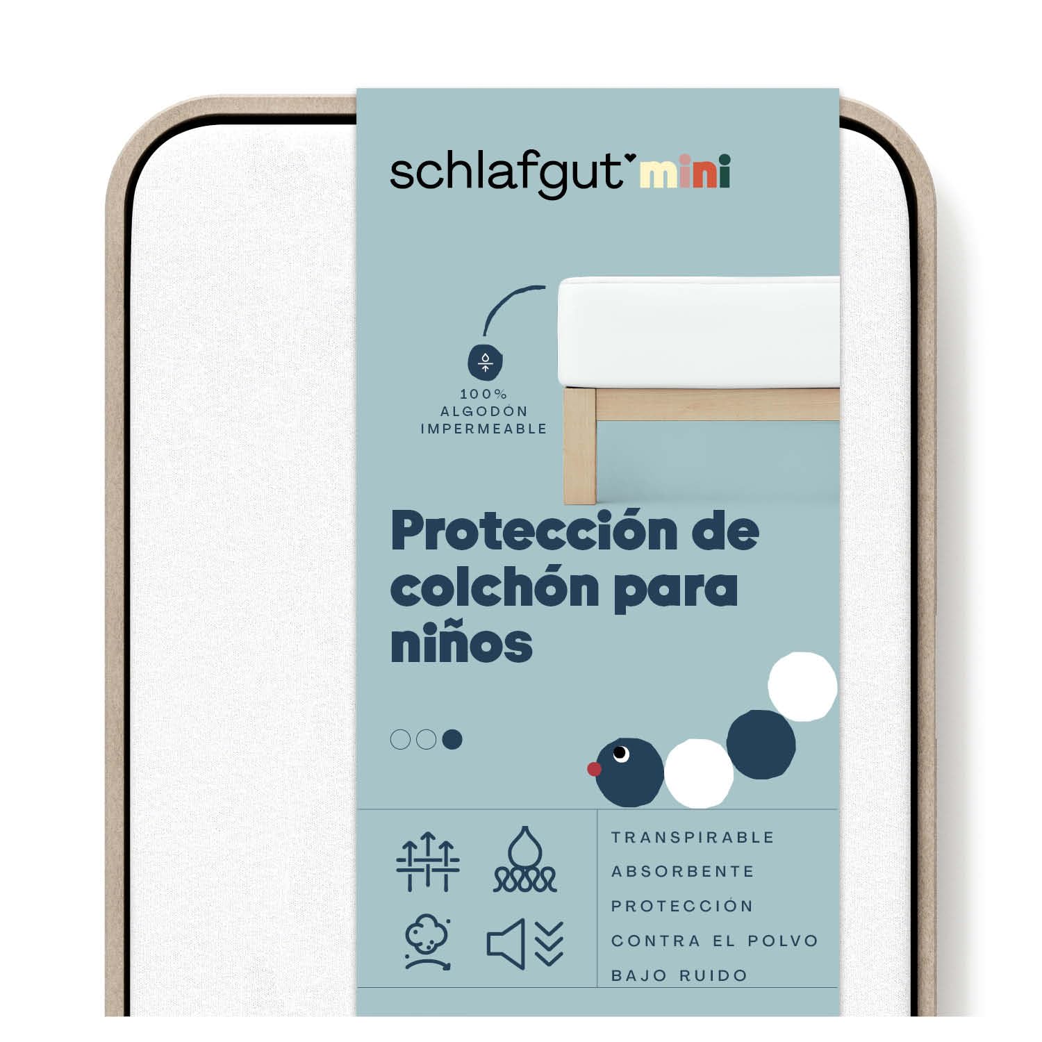 Schlafgut Pro Molton - Protector de colchón para cuna (70 x 140 cm, 100% algodón), diseño de bebé