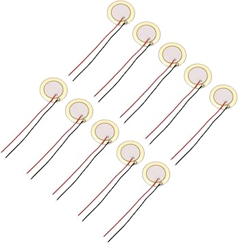 sourcing map 10Pcs Piezoelectric Discs 27mm Acoustic Pickup Transducer Microphones Trigger Buzzer Drum Guitar with Aluminum Shell