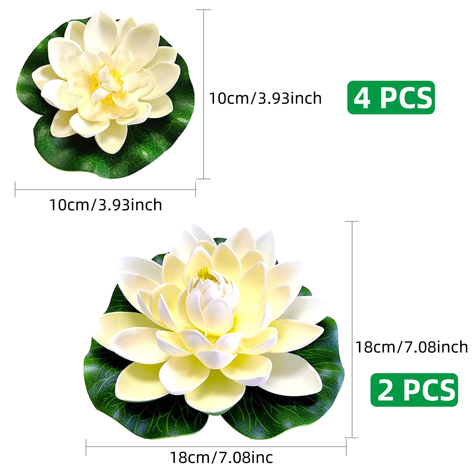 6 Pack Drijvende Bloemen, Lotus Water Lelies, Kunstmatige Water Lelies Schuim Decoratie Drijvende Water Lelies