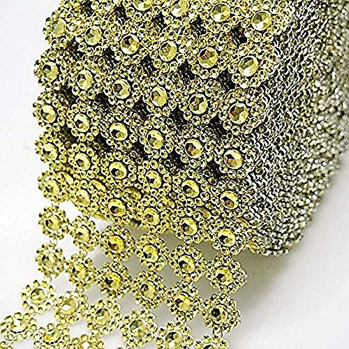 Diamond Flower Shape Mesh Wrap Roll Faux Rhinestone Crystal Ribbon 4