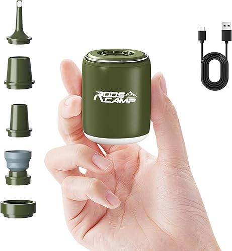 Bomba de aire eléctrica portátil para inflables y viajes con luz de campamento Mini inflador inalámbrico de 4.5 KPa, batería recargable de 1600 mAh